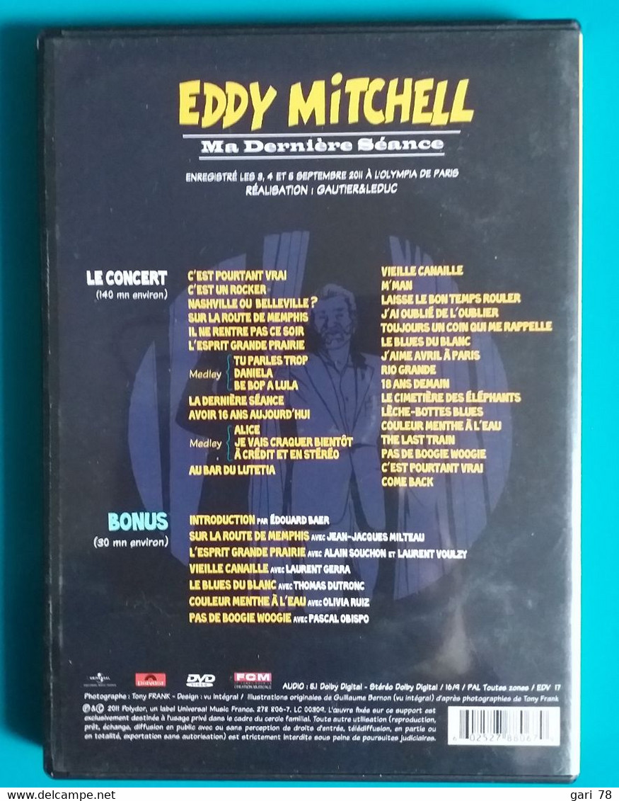 Eddy MITCHELL : Ma Derniere Seance - Enregistré En Septembre 2011 à L'Olympia De Paris - Concert Et Musique