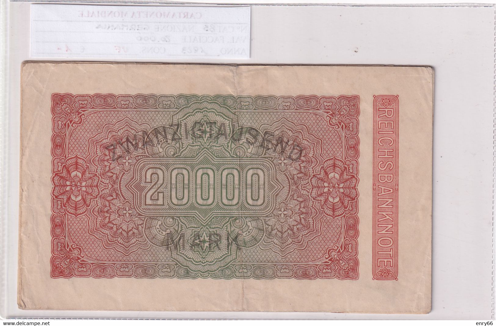 GERMANIA WEIMAR 20'000 MARK 1923 P 85 - 20.000 Mark