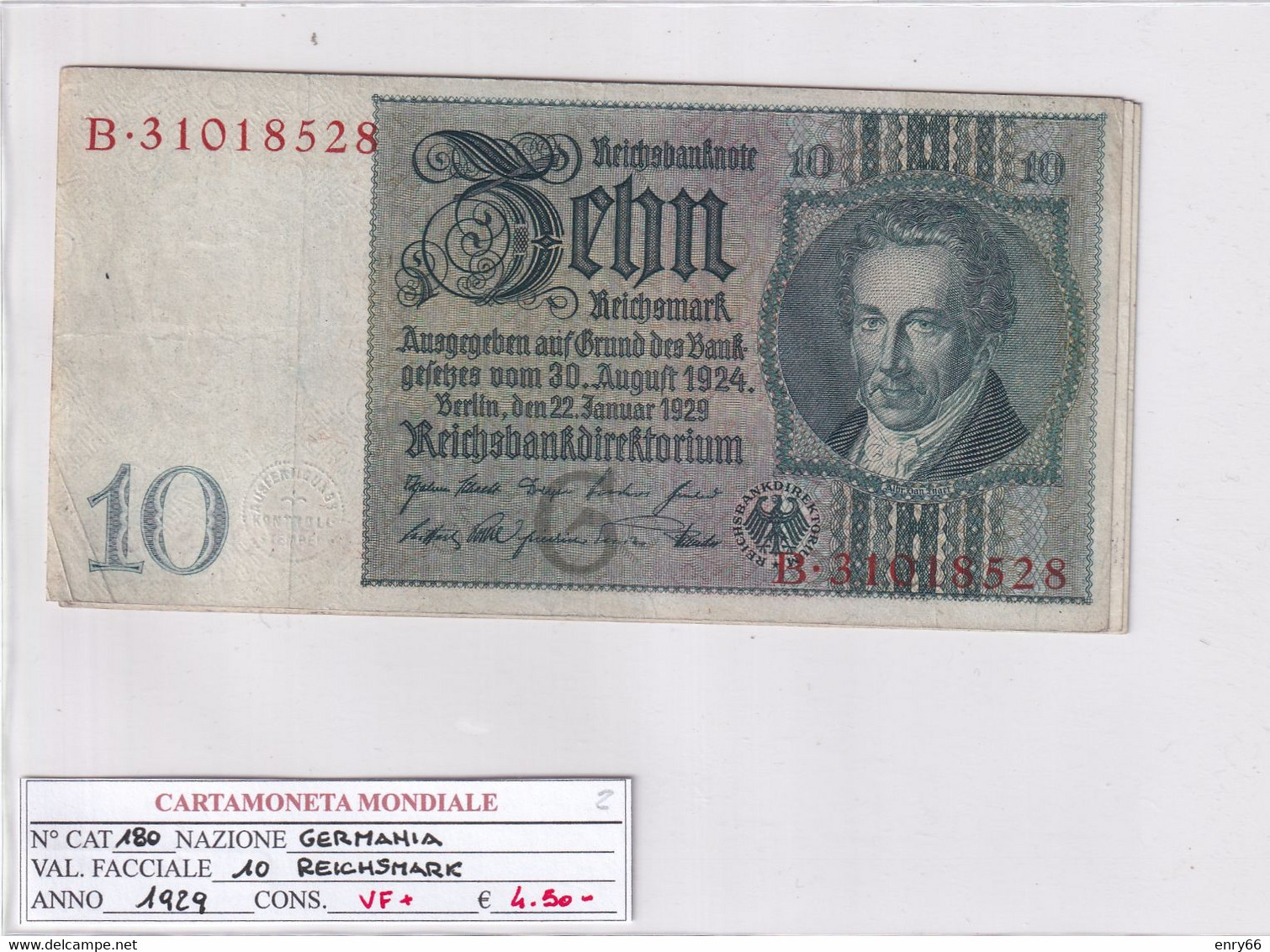 GERMANIA WEIMAR 10 REICHSMARK 1929 P 180 - 10 Mark