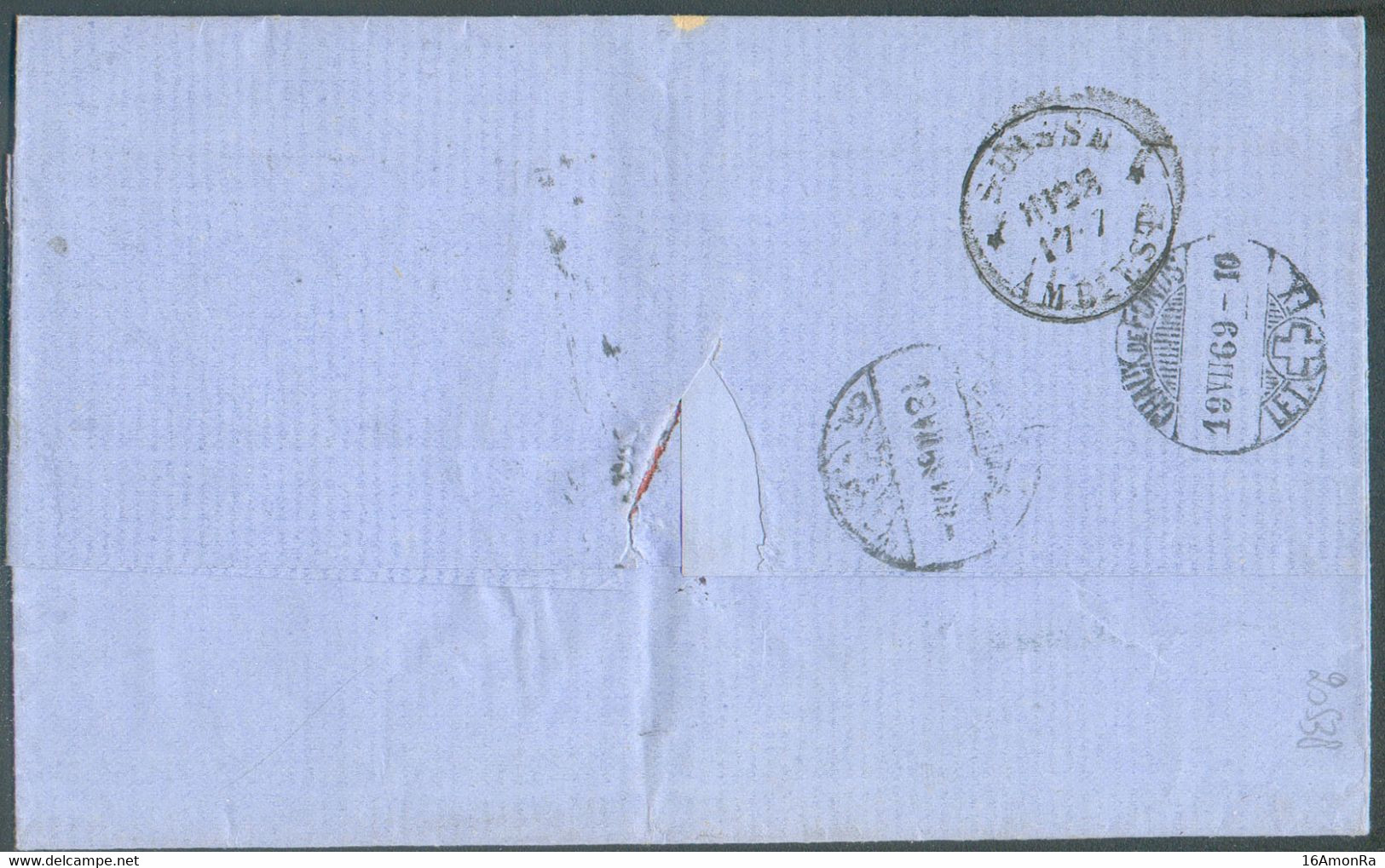 N°19(2) - 30 Centimes LEOPOLD Ier De Profil (x2) Obl. LP.12 Sur Lettre D'ANVERS Le 17 Juillet 1869 Vers Chaux De Fonds ( - 1865-1866 Profile Left