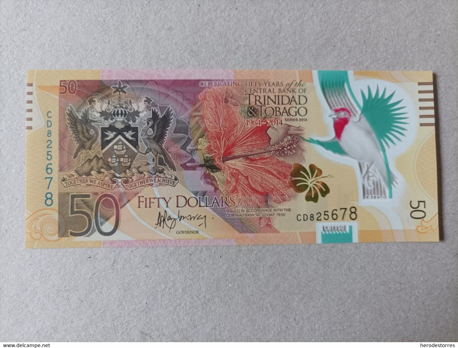 BILLETE DE TRINIDAD Y TOBAGO DE 50 DÓLARES, AÑO 2015, UNC - Trinidad & Tobago