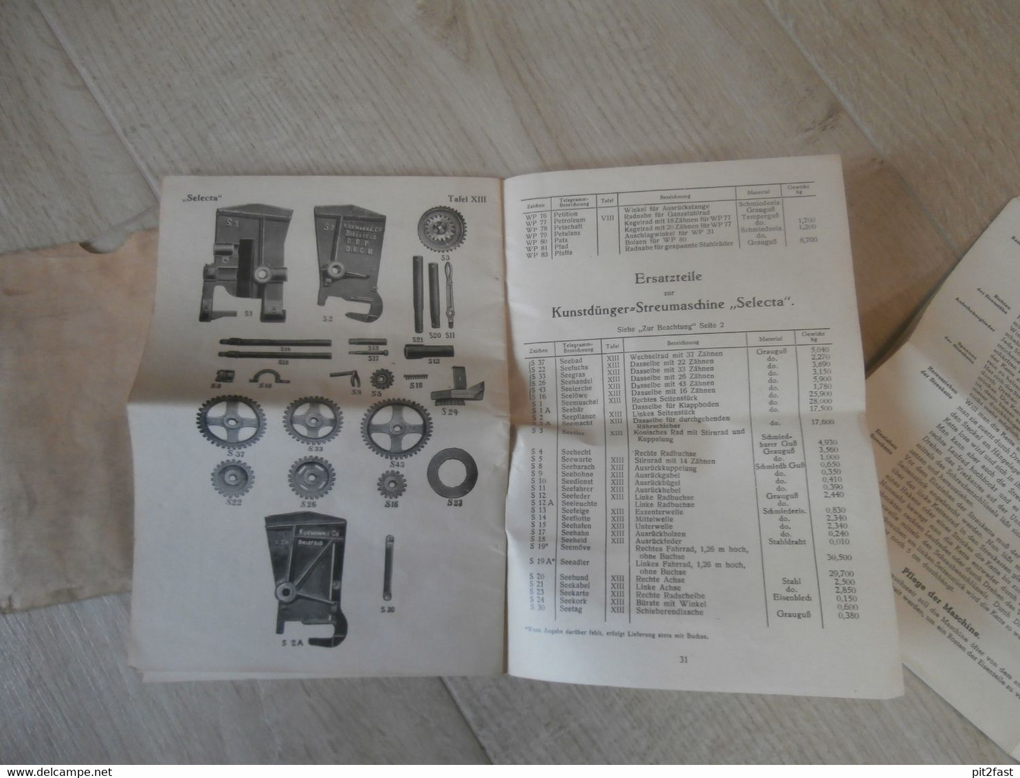 Ersatzteilliste Westfalia Prima Standard Extra Streumaschine , Gebrauchsanweisung , Ersatzteilkatalog , Düngerstreuer - Machines