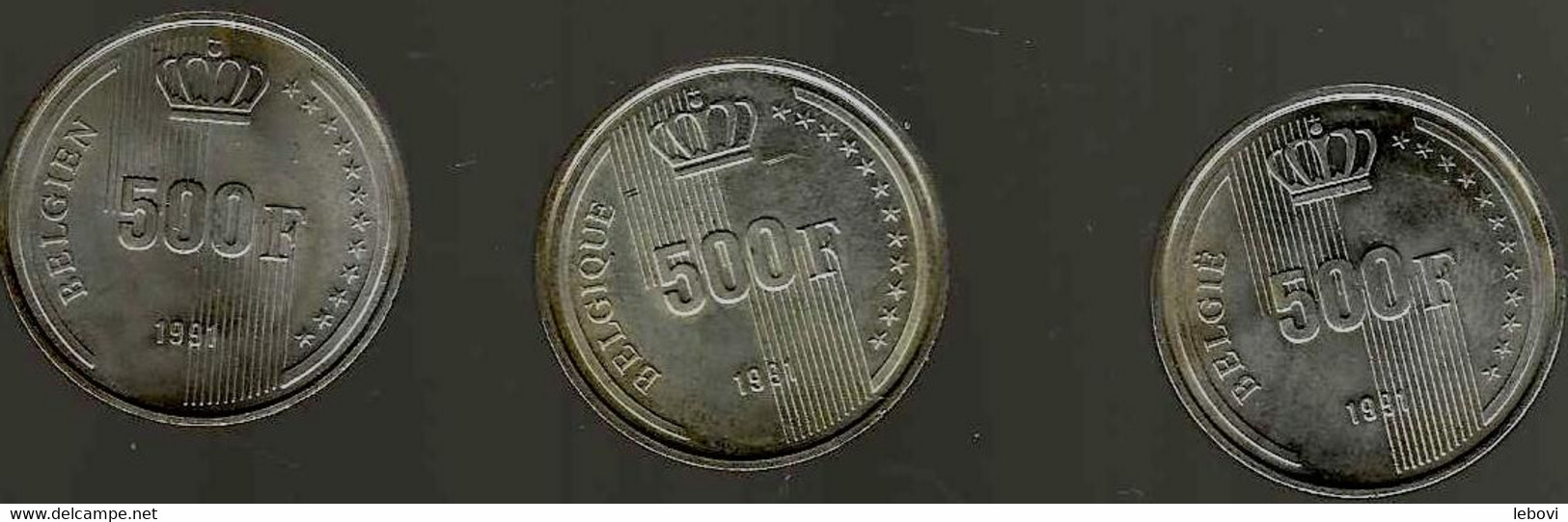 BAUDOUIN – Lot Des Trois Pièces De 500 Francs 1991 (Belgique – België – Belgen) Argent - Unclassified