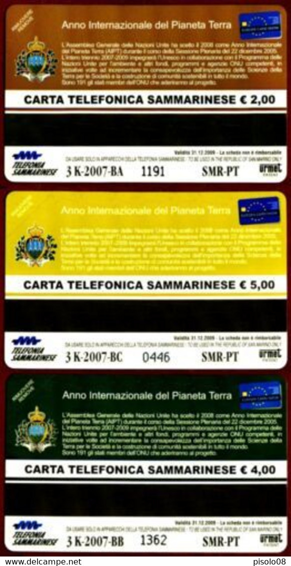 SAN MARINO 3 SCHEDE TELEFONICHE  ANNO DEL PIANETA TERRA - San Marino