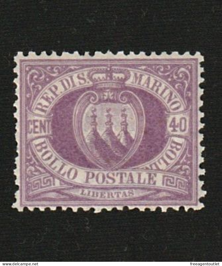 San Marino 1877 - 40c. - UNUSED - Violet Coat Of Arms - Signed By Alberto Diena - Nuovi