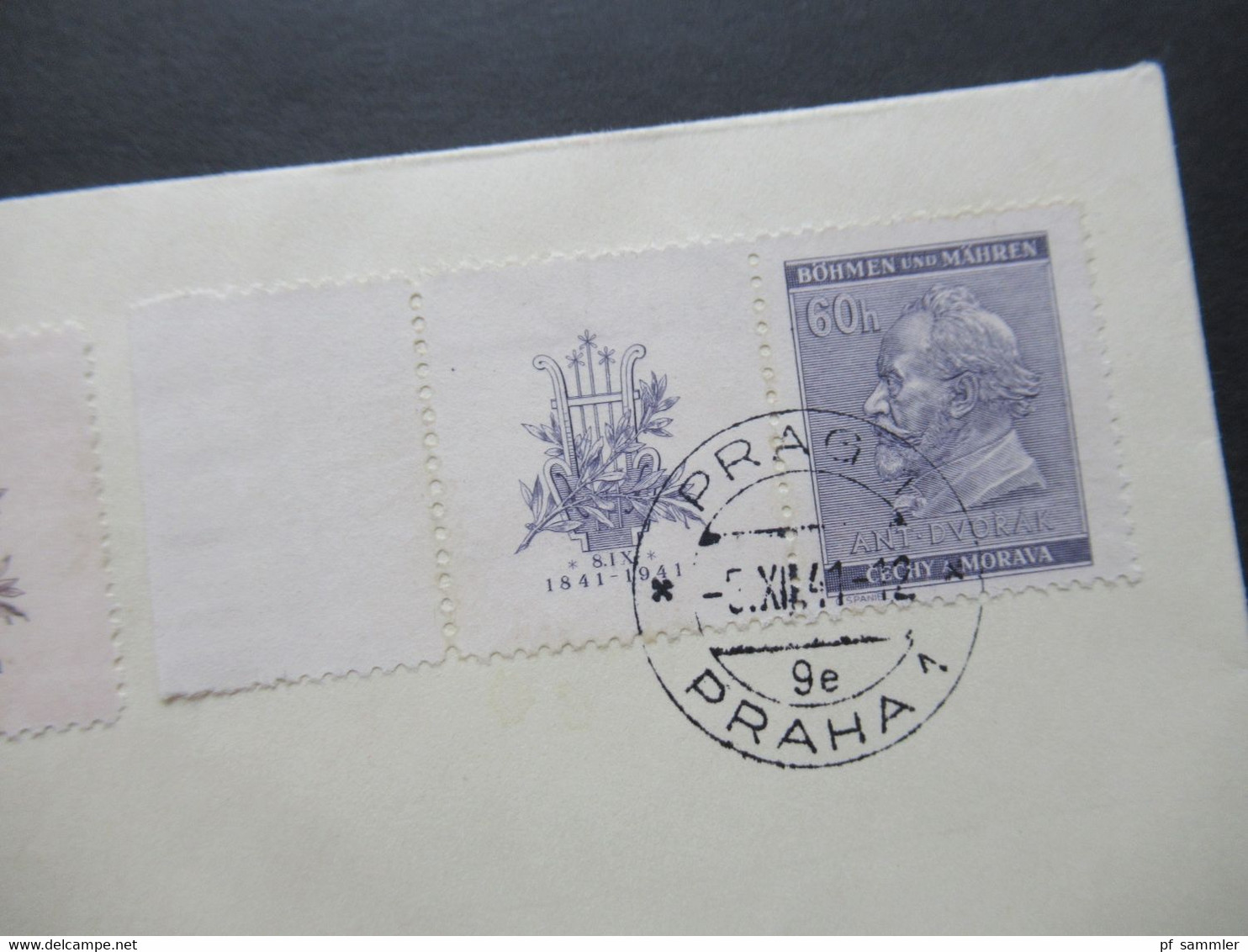 Böhmen Und Mähren 1941 100. Geburtstag Dvoraks Mit Zierfeld Mi.Nr.73 / 74 Blanko Umschlag Stempel Prag - Covers & Documents