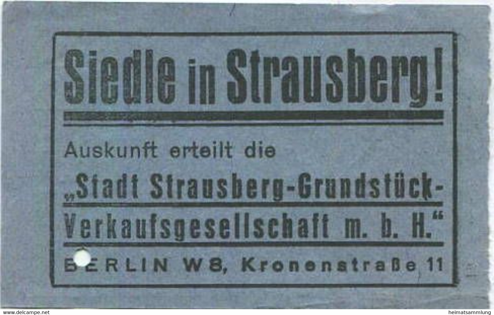 Deutschland - Strausberg - Strausberger Eisenbahn Aktiengesellschaft - Ganze Strecke Fahrschein RM 0.30 - Europa