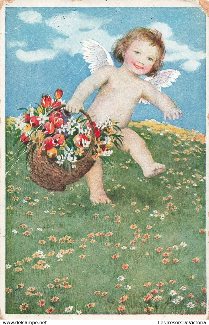 CPA Petit Enfant Avec Des Ailes - Ange - Avec Un Panier De Fleurs - Le Retour Du Printemps - M Klinger - Anges