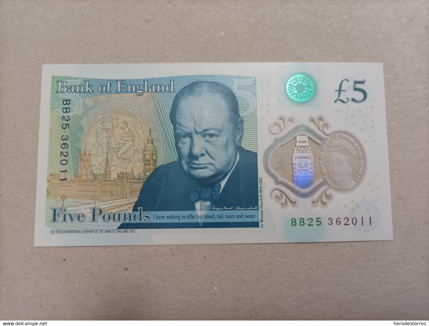 Billete De Inglaterra De 5 Libras, Año 2015, UNC - 5 Pond