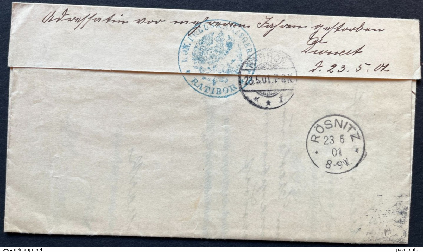 Poland  1901 German Period   Official Cover Ratibor  22.5.1901 - Briefe U. Dokumente