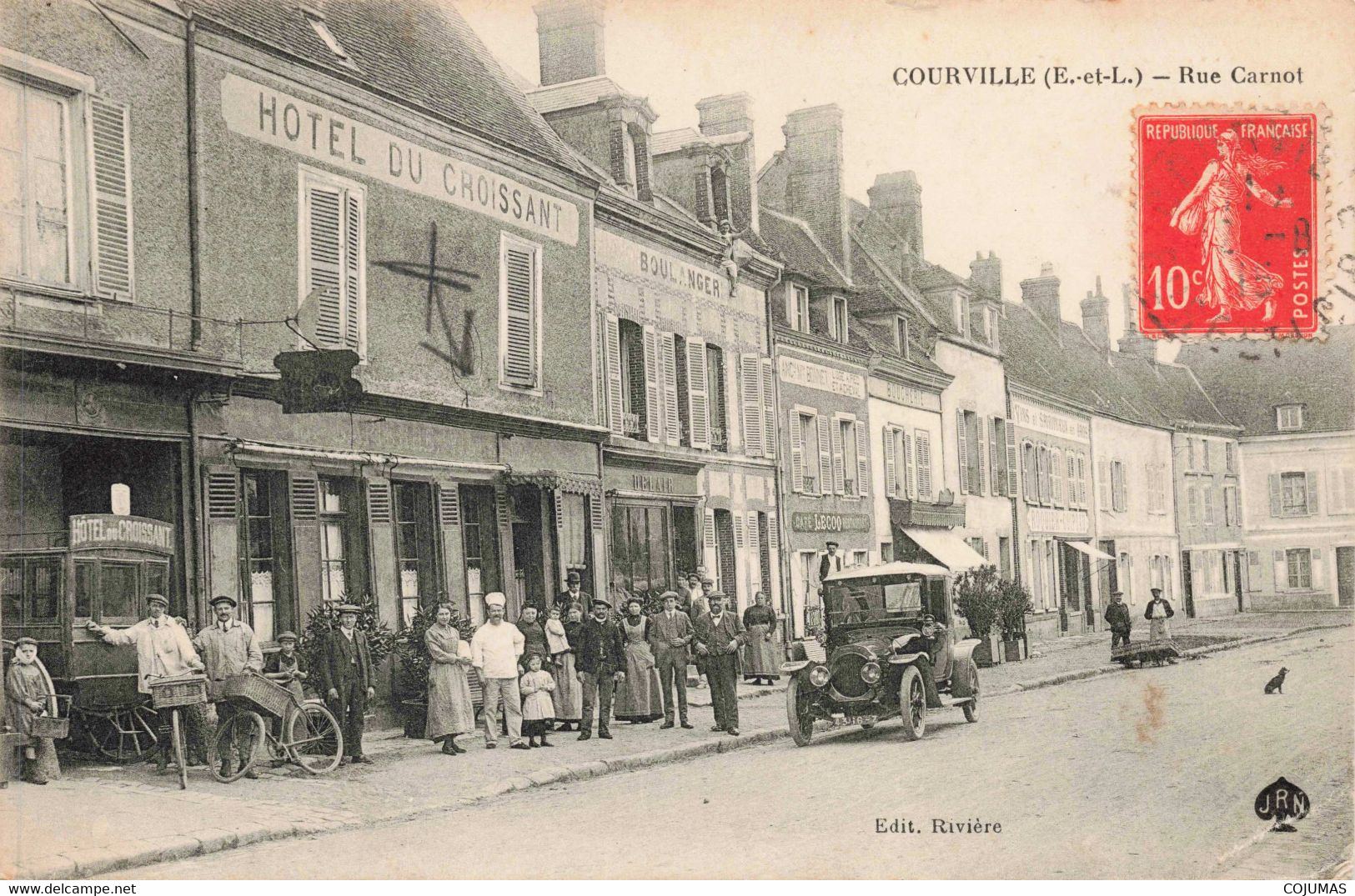 28 - COURVILLE - S05138 - Rue Carnot - Hôtel Du Croissant - Boulangerie - Commerces - L1 - Courville