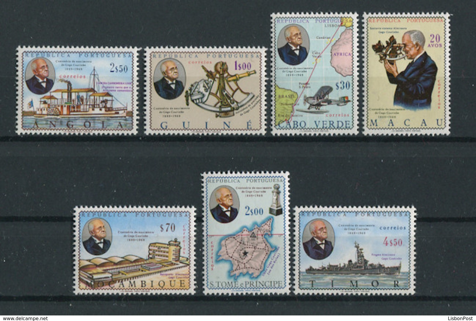 Portugal Colonies OMNIBUS 1969 Gago Coutinho AVIATOR PLANE MAPS SHIP Complete Set MNH, FVF - Autres & Non Classés