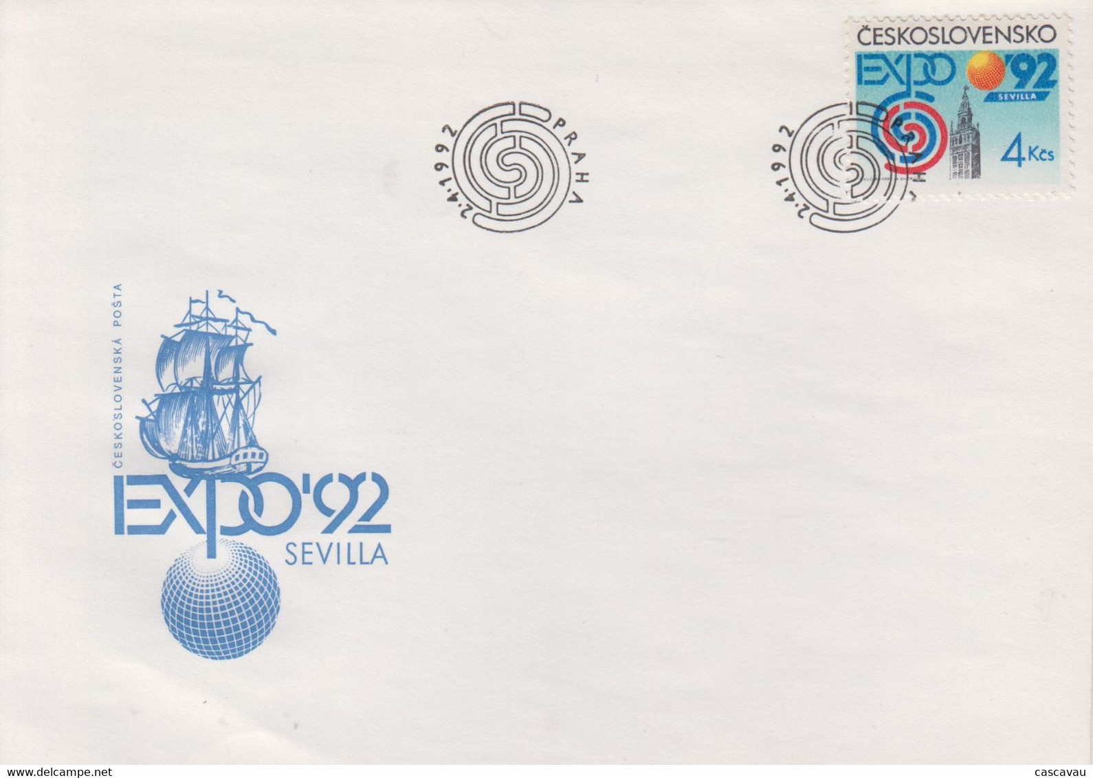 Enveloppe  FDC   1er  Jour    TCHECOSLOVAQUIE    Exposition  Universelle   SEVILLE   1992 - 1992 – Séville (Espagne)