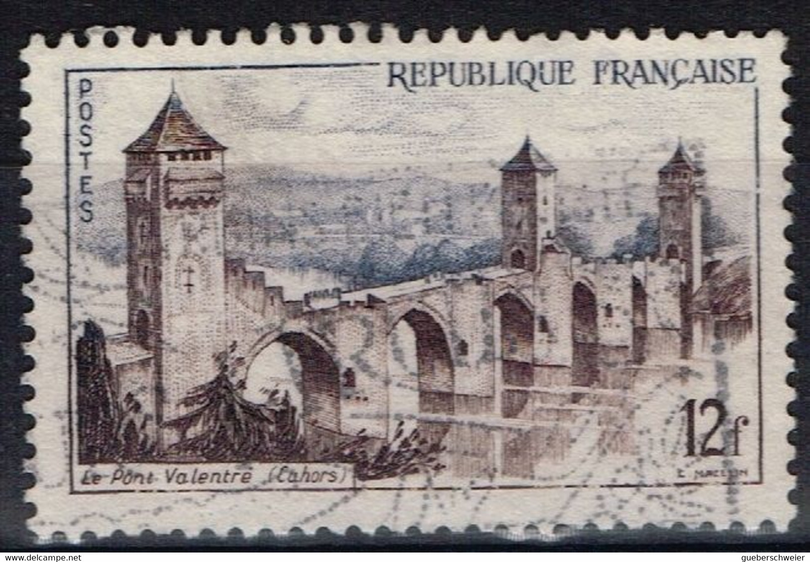 FR VAR 65 - FRANCE N° 1039 Obl. Cahors Le Pont Valentré Variété Cadre Interrompu - Oblitérés