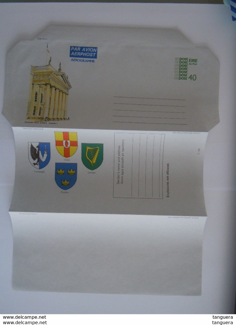 Eire Ireland Entier Postal Air Letter Stationery 2 Aerogramme 37 + 40 General Post Office Mint - Entiers Postaux