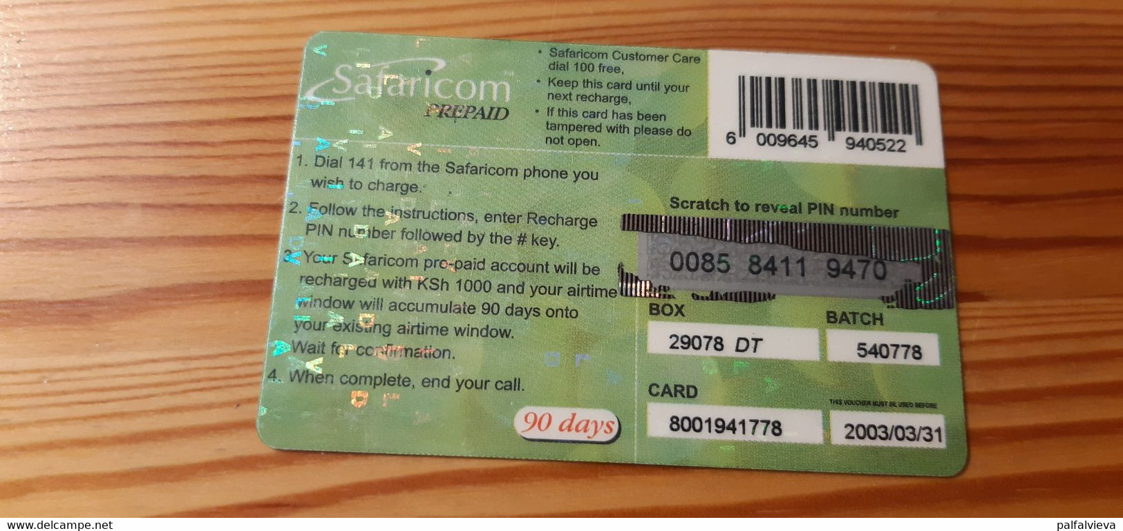 Prepaid Phonecard Kenya, Safaricom - Cheetah - Kenia