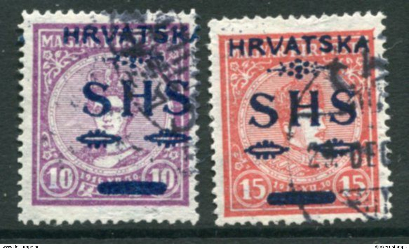 YUGOSLAVIA 1918 SHS Hrvatska Overprint On Hungary  Coronation Set Of 2 Used.   Michel 64-65 - Gebraucht