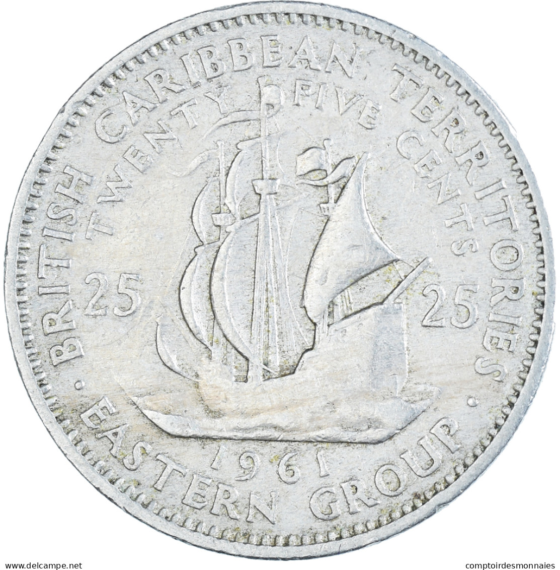 Monnaie, Etats Des Caraibes Orientales, 25 Cents, 1961 - Territoires Britanniques Des Caraïbes