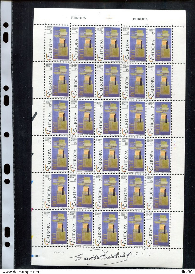 Belgie 1993 2501 DESIGNER SIGNATURE GASTON BERTRAND Europa Cept Painting  FULL SHEET MNH PLAATNUMMER 1 - 1991-2000