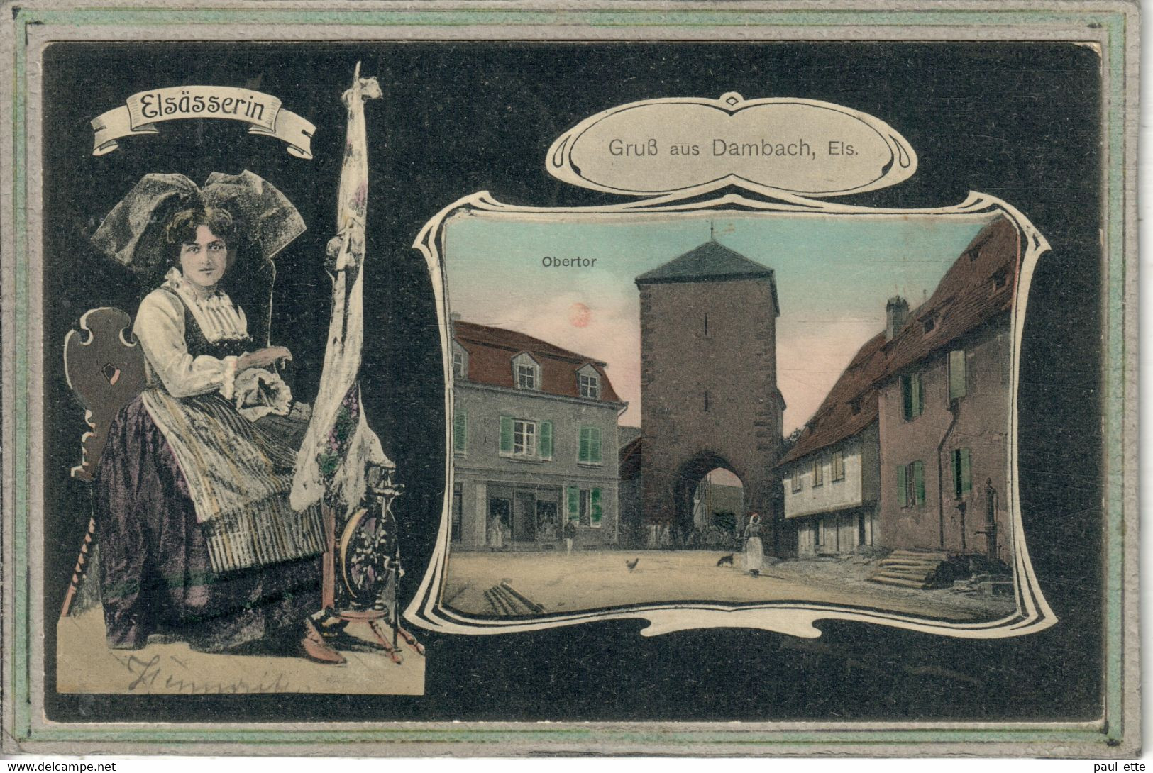 CPA - (67) DAMBACH-la-VILLE - Carte GRUSS à L'Asacienne Au Rouet De 1911 - Carte Colorisée - Dambach-la-ville