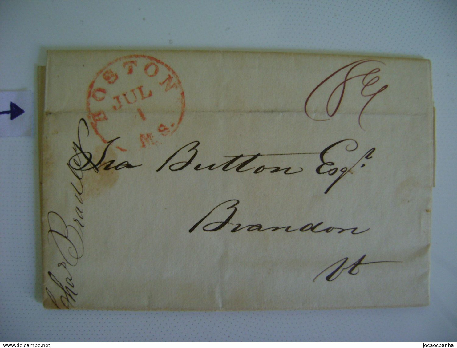 UNITED STATES - FULL LETTER SENT FROM BOSTON TO BRANDON IN 1843 IN THE STATE - …-1845 Prefilatelia