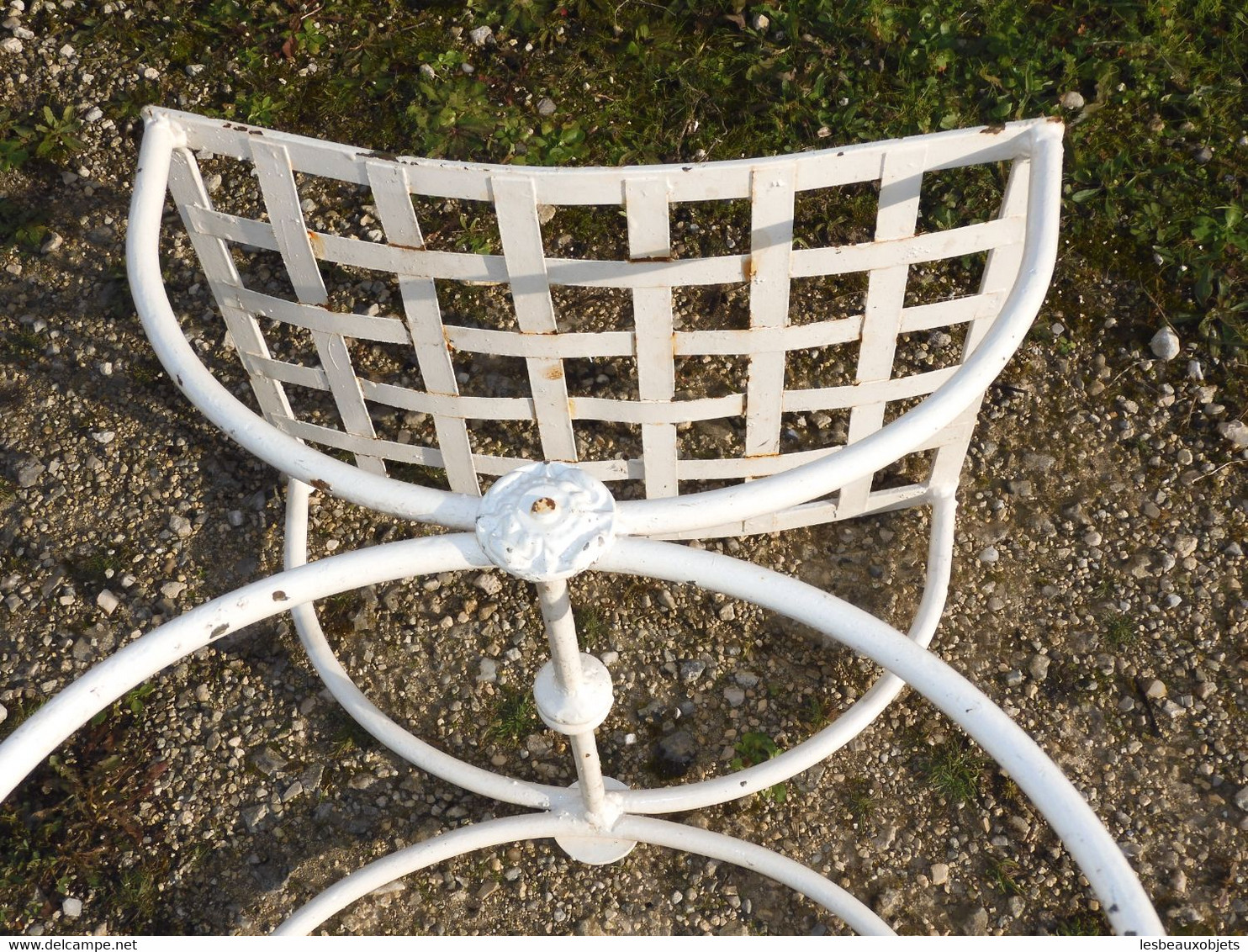 *ANCIEN FAUTEUIL SIEGE DAGOBERT FER Forgé Blanc déco JARDIN VERANDA  E