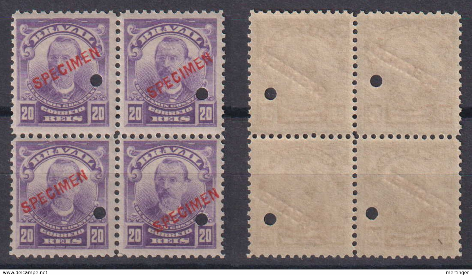 Brazil Brasil Mi# 180 ** MNH SPECIMEN Block Of 4 Republicanas 20R 1915 - Ungebraucht