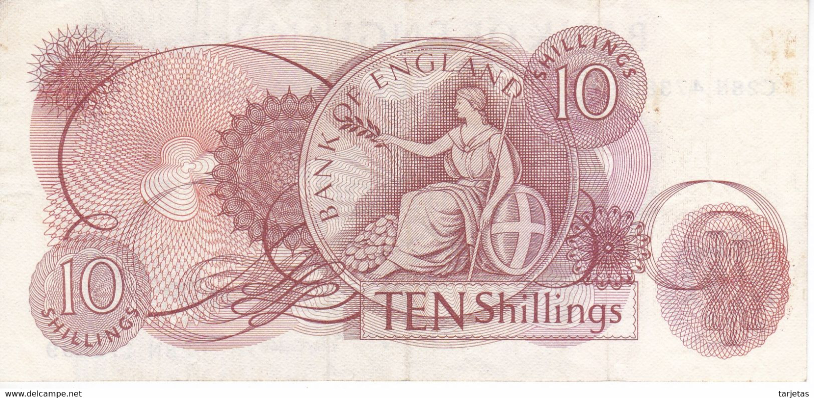 BILLETE DE REINO UNIDO DE 10 SHILLINGS DE LOS AÑOS 1966-1970  (BANKNOTE) - 10 Schillings