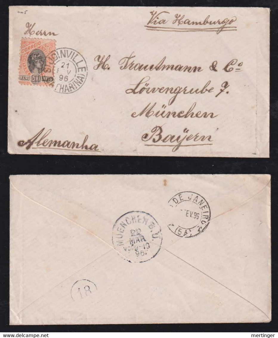 Brazil Brasil 1896 Cover 200R Madrugada JOINVILLE X MÜNCHEN Bavaria Germany - Cartas & Documentos