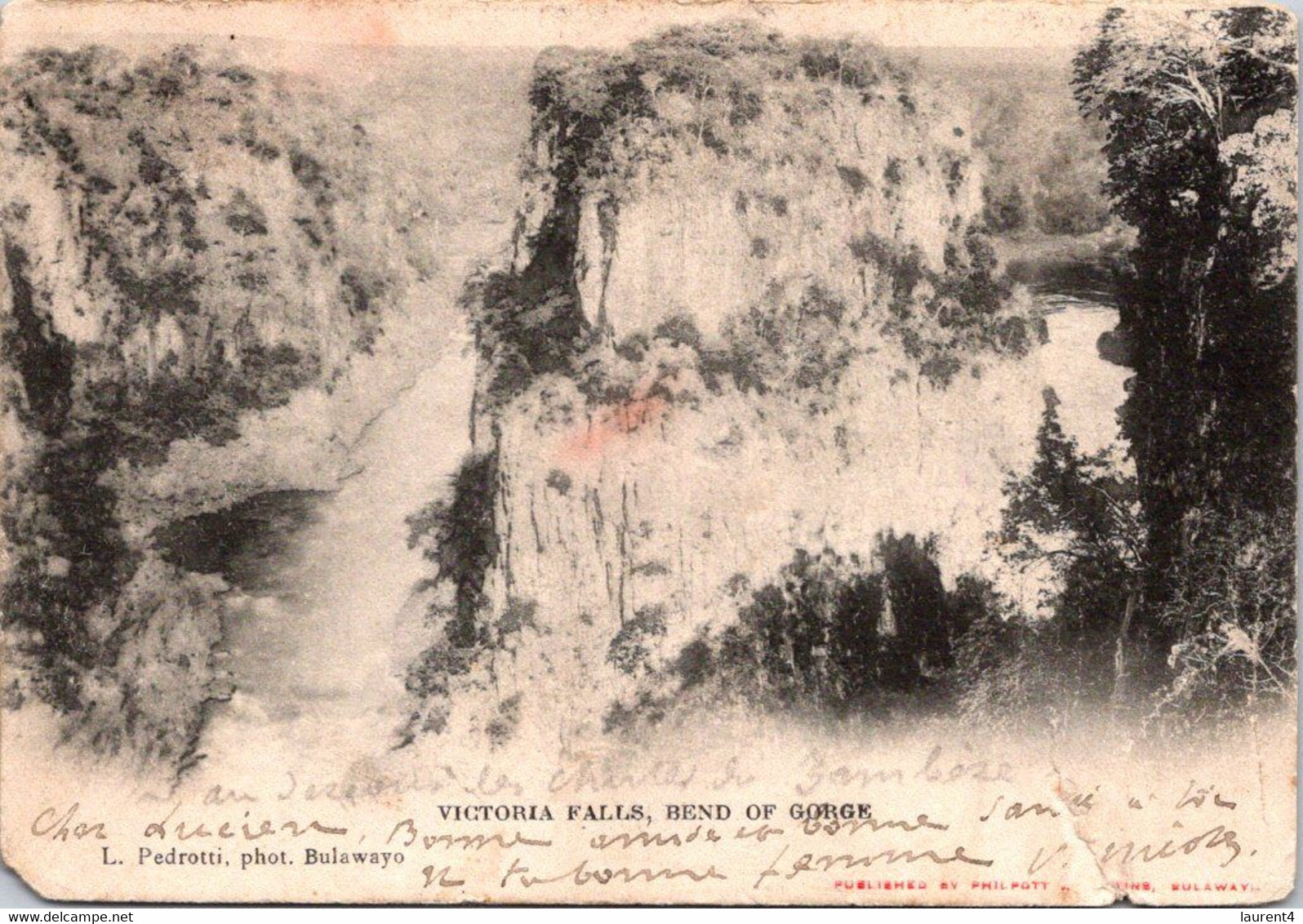 (1 N 41) VERY OLD - RHODESIA - (b/w) - Posted To France 1907 - Lake Victoria (small Tear Bottom Right) - Simbabwe