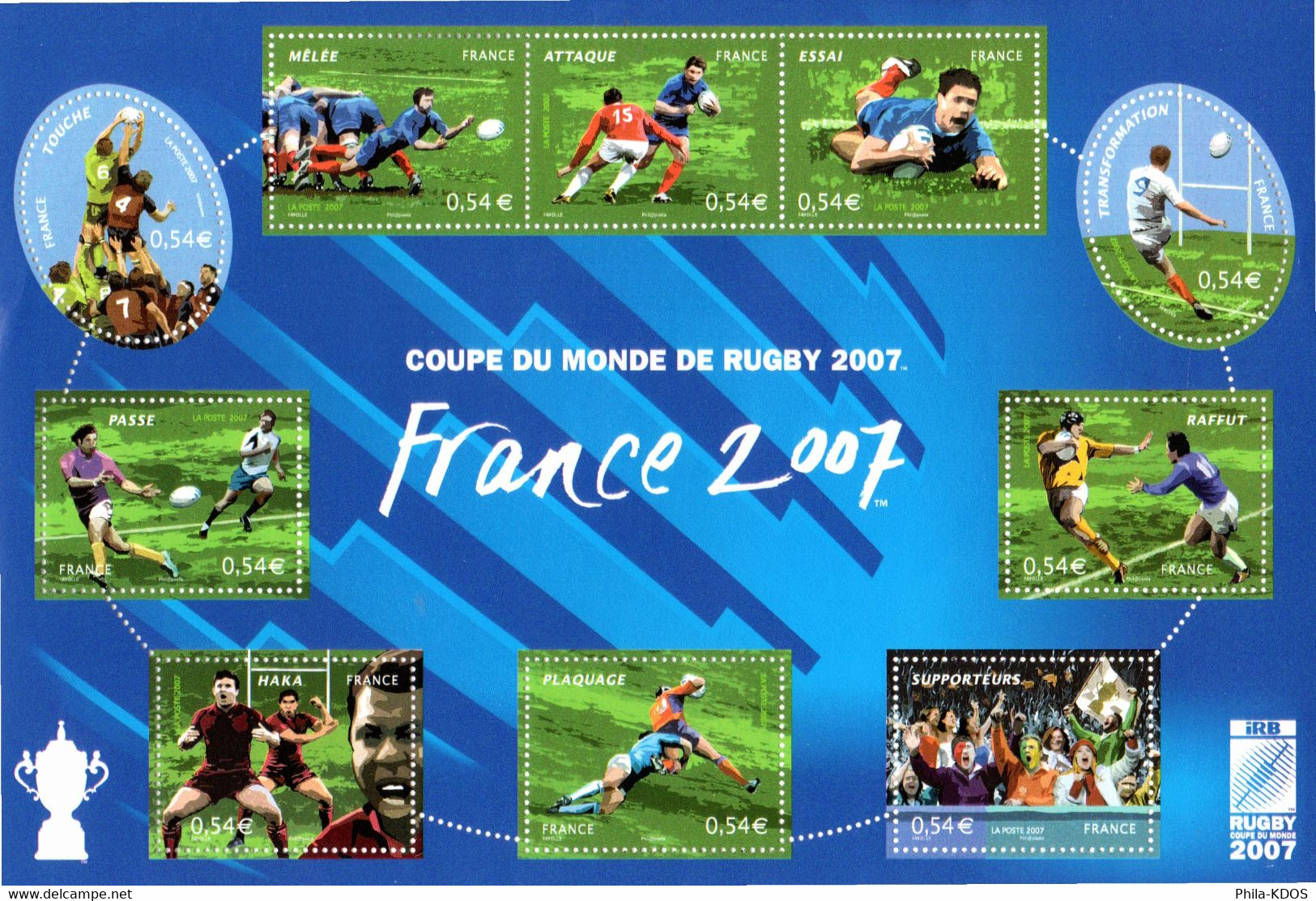 " COUPE DU MONDE DE RUGBY " Sur Notice Officielle 1er Jour De 2007. Faciale = 5.4 € N° YT BF 110. Parfait état - Rugby