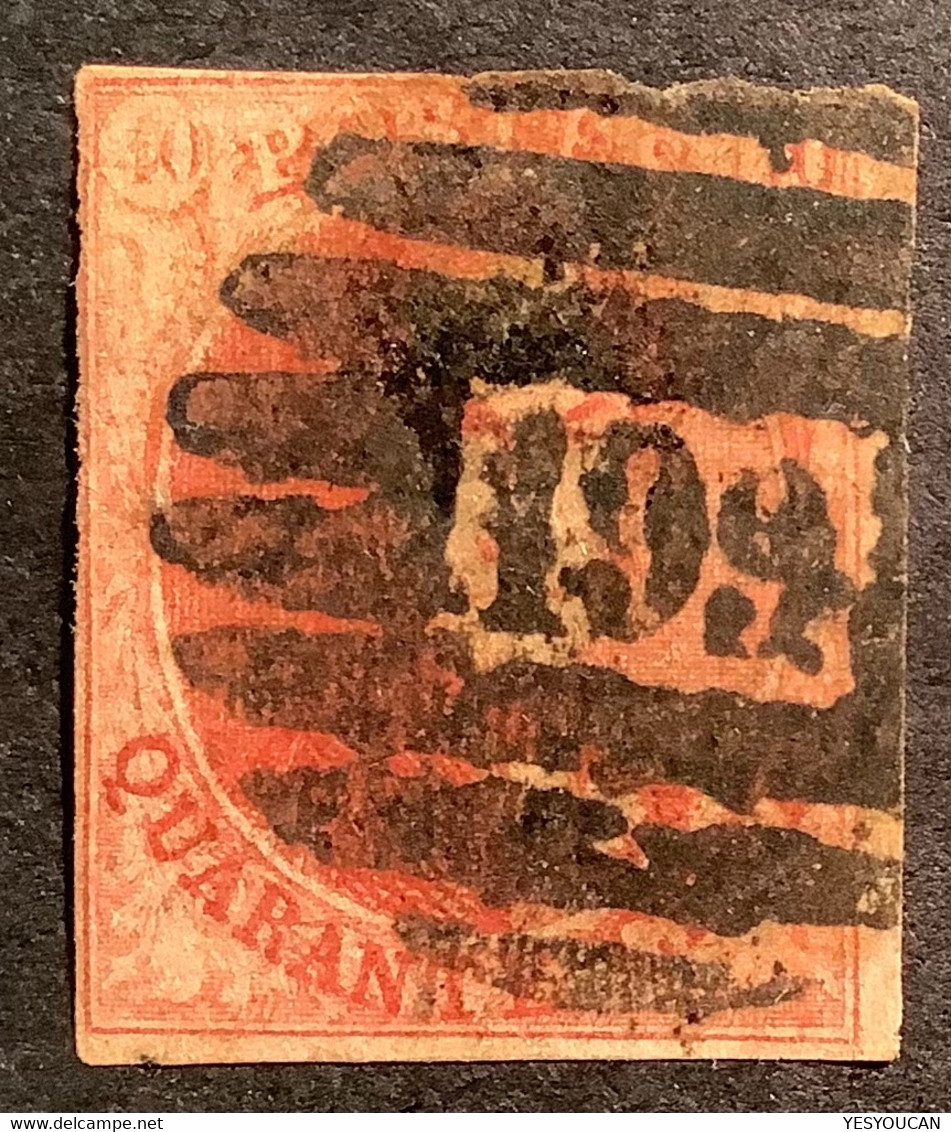 P 199 AUVELAIS RARE Sur 40c Medaillon 1858-61 Sans Filigrane Belgique Yvert 12  (Belgium Numeral Postmark Namur Province - 1858-1862 Medallions (9/12)