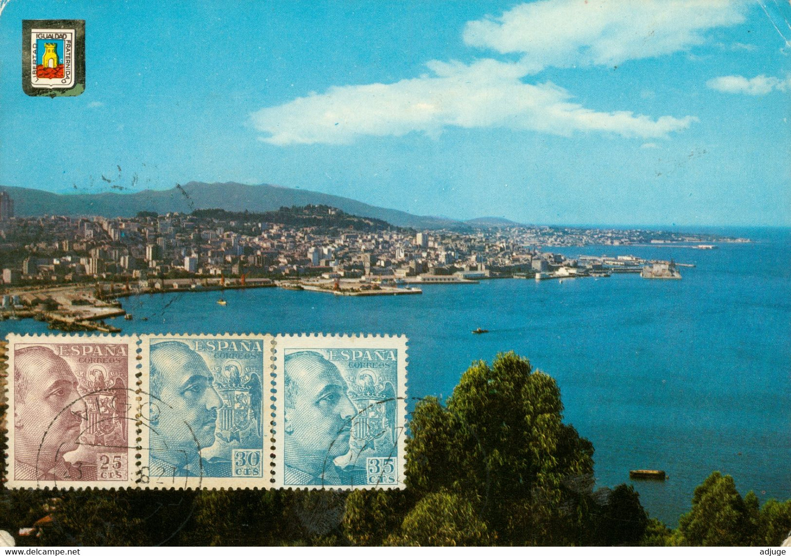 Carte Philatélique Espagne - VIGO - Vue Panoramique Depuis La Guia _ Oblitération VIGO 1962 *2 Scan_ - Pontevedra