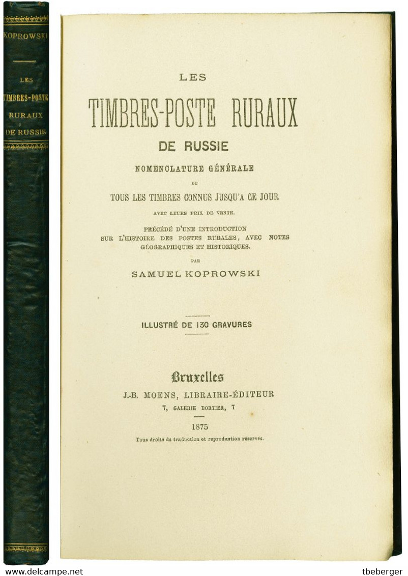 Russia Zemstvo Koprowski 1875 Les Timbres-Poste Ruraux De Russie 1875; First Book Dealing With Russian Stamps (1027) - Guides & Manuels