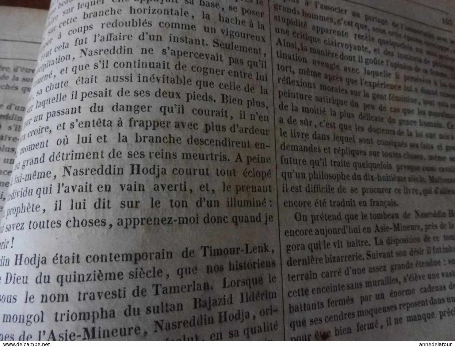 Année 1839: Trucs d'un vieux chasseur de truffes ;Les Thermes de Paris; Nasreddin Hodja bouffon populaire; Bouddha; Etc