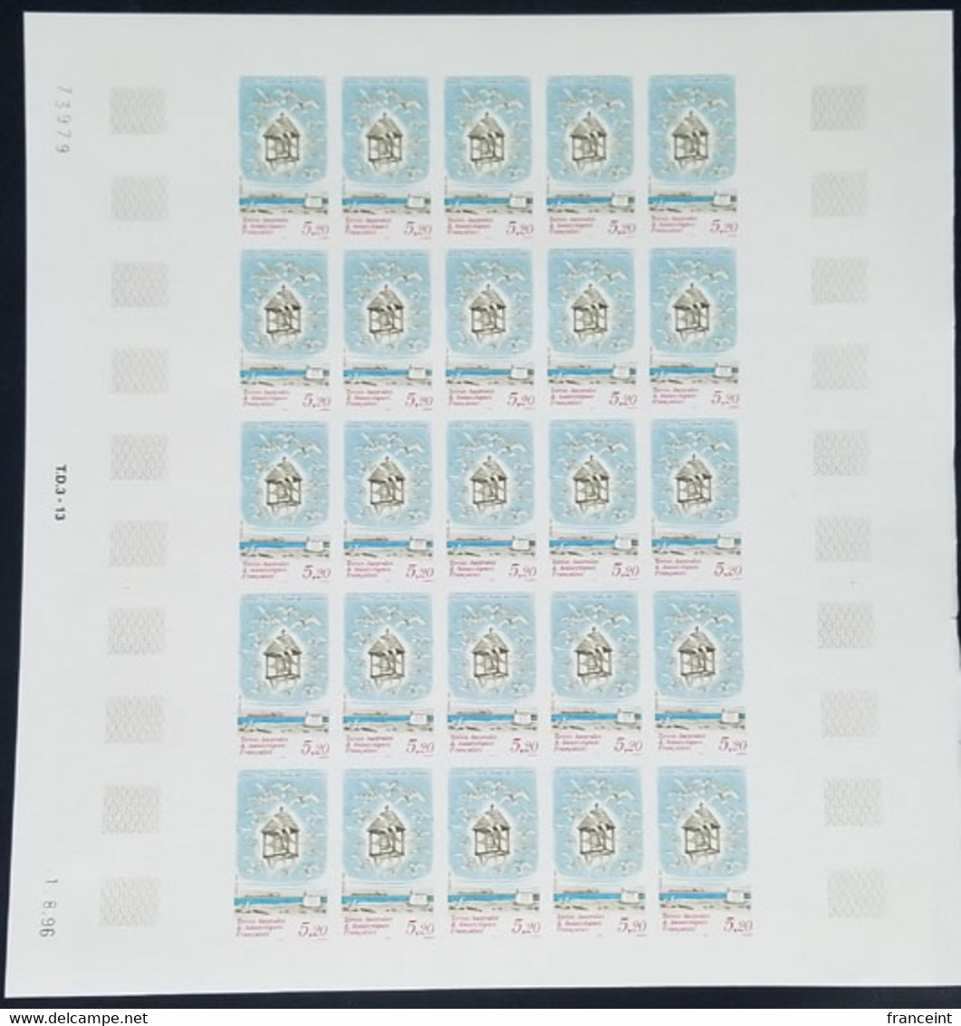 F.S.A.T.(1996) Church Of Our Lady Of Birds. Full Sheet Of 25 Imperforates. Scott No 227. Some Edge Faults. - Ongetande, Proeven & Plaatfouten