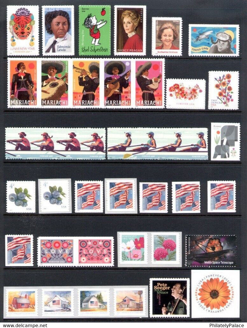 USA 2022 COMMEMORATIVE - DEFINITIVE YEAR PACK COMPLETE , 131 STAMPS+3 MS SET MNH (**) RARE - Nuovi