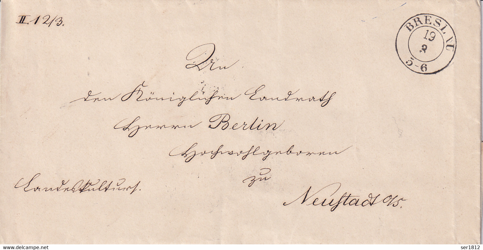 POLAND Wrocław Breslau Postal Cover To Berlin Neustadt - ...-1860 Prefilatelia