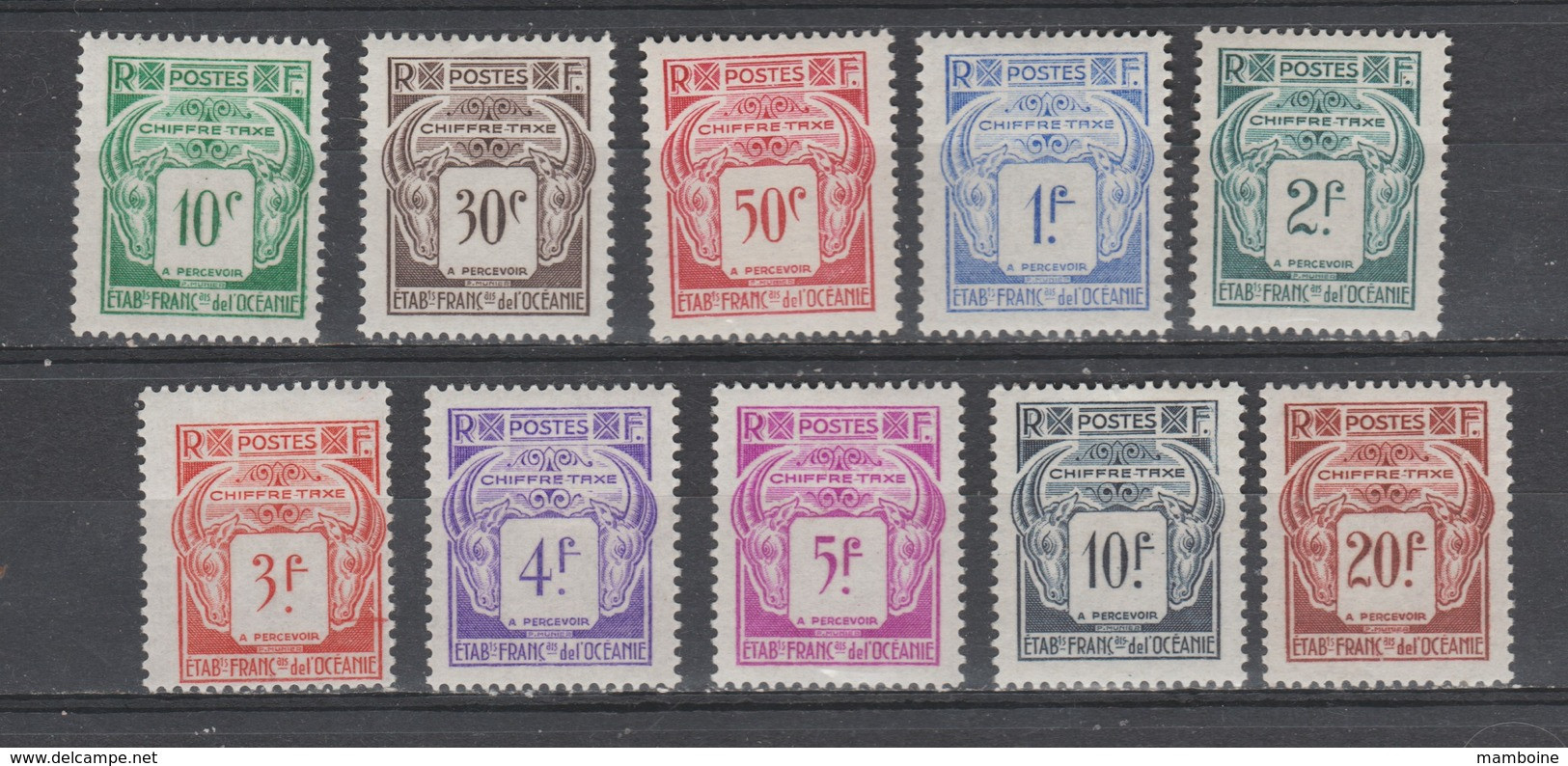 OCEANIE  1948  Taxe  N° 18 à 27 Neuf X X   Série Compléte  =10 Valeurs - Timbres-taxe