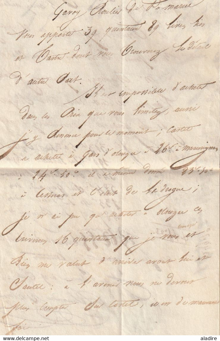 1832 - D4 Grand cachet à date type 12 simple fleuron sur Lettre de CANET postée à NARBONNE vers Aniane, Hérault