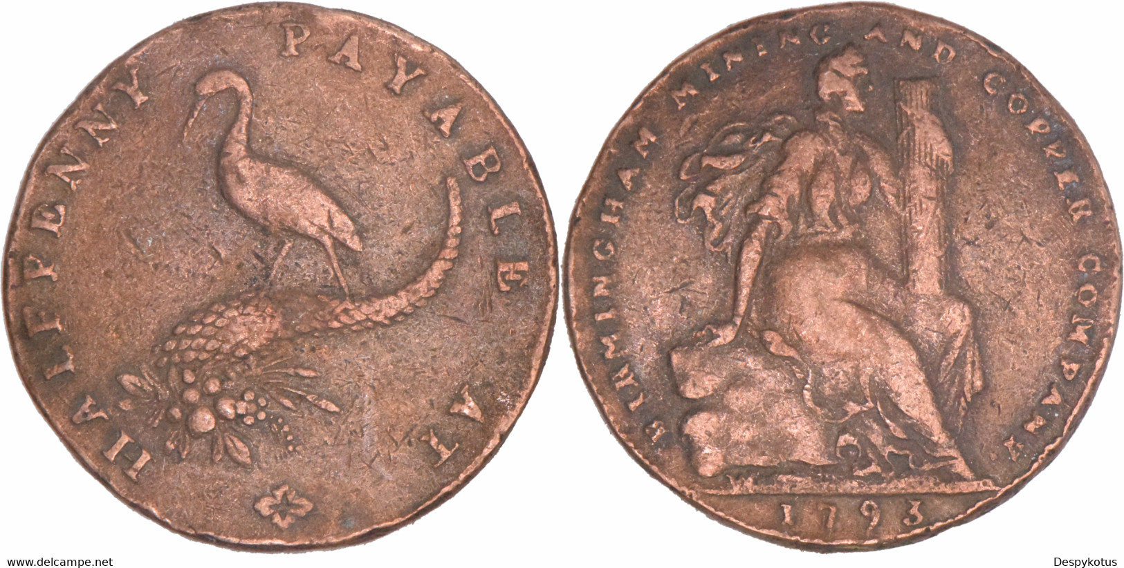 Grande-Bretagne - Jeton - 1793 - HALF PENNY - BIRMINGHAM MINING AND COPPER COMPANY - 12-128 - B. 1/2 Penny