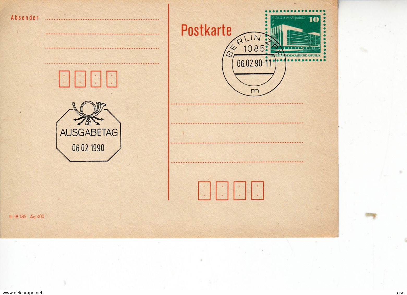 GERMANIA DEMOCRATICA  06.02.90 - Postkarte - Cartes Postales - Neuves