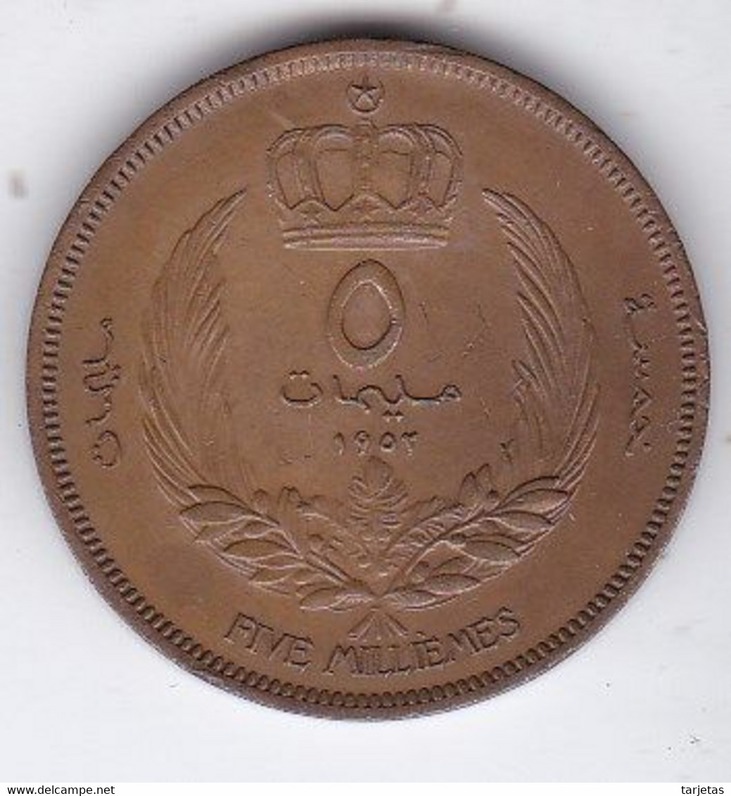 MONEDA DE LIBIA DE 5 MILLIEMES DEL AÑO 1952 (COIN) - Libye