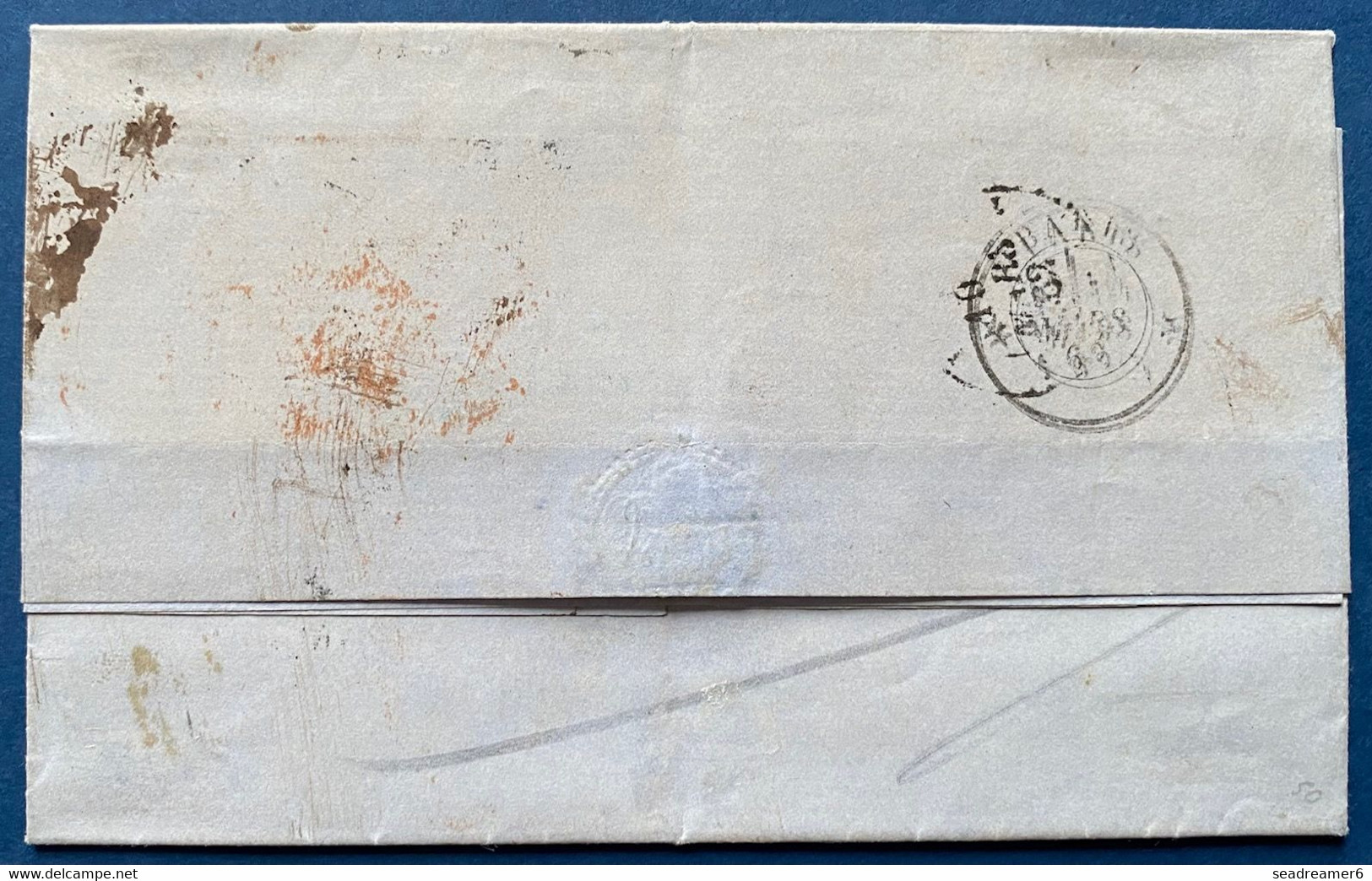 Lettre De 1862 De Rotterdam Non Affranchie Pour Paris Taxée 6, Puis Remplacée Par 12 + Griffe TAXE RECTIFIEE R TTB - Marcophilie