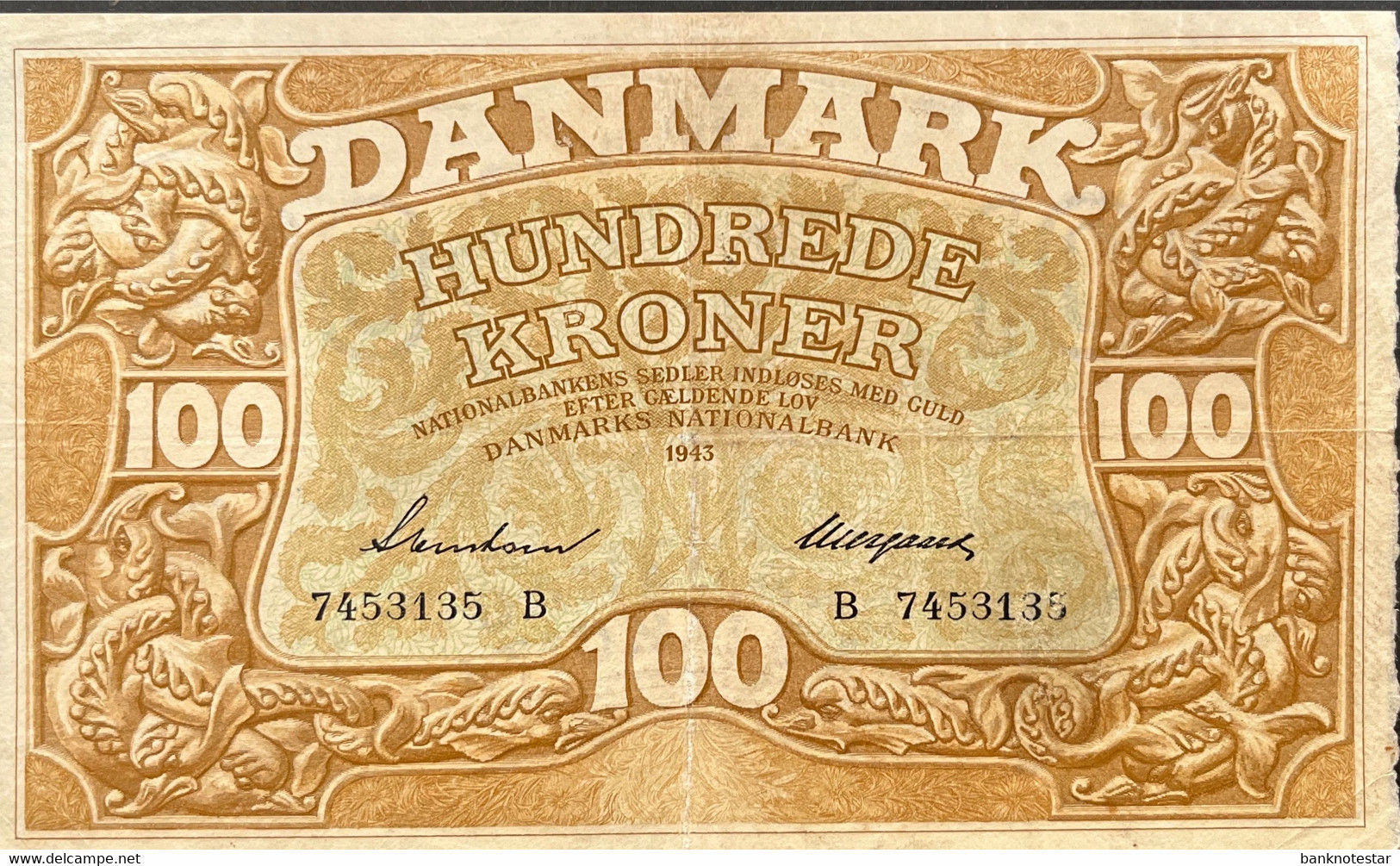 Denmark 100 Kroner, P-33d (1943) - Extremely Fine - Denemarken