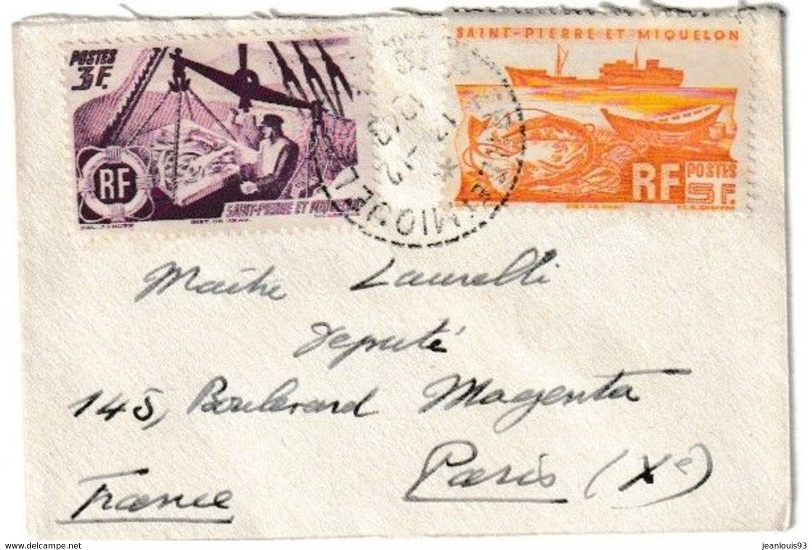 SAINT PIERRE ET MIQUELON - LETTRE PAR AVION 1949 - Brieven En Documenten