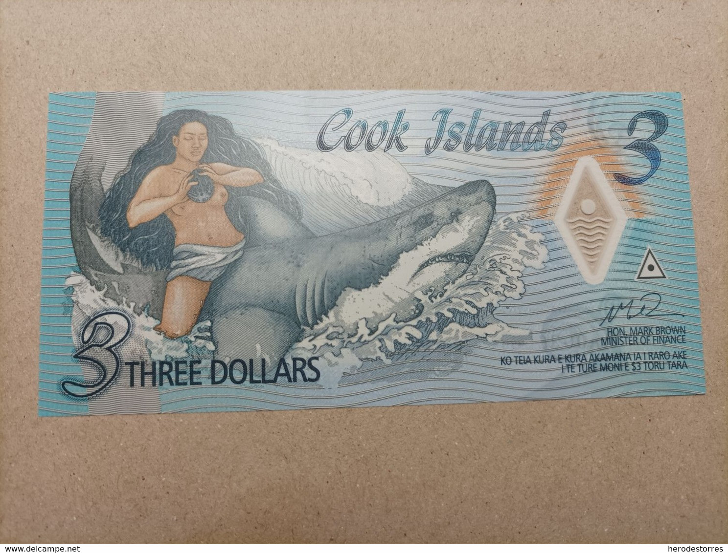 Billete De Las Islas Cook De 3 Dólares, Serie AA003606, Año 2021, UNC - Isole Cook