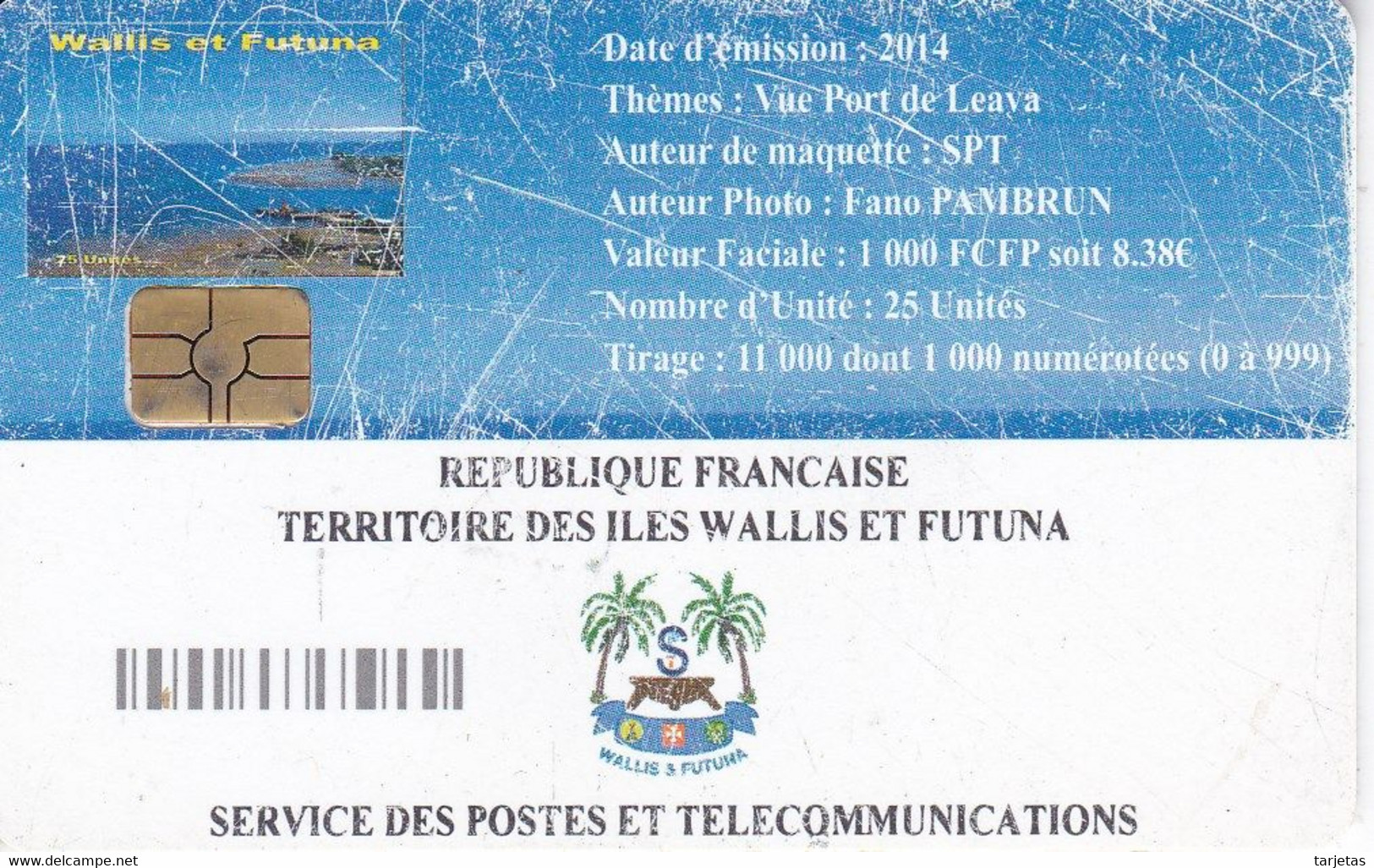 TARJETA DE WALLIS ET FUTUNA DE VISTA DE PLAYAS (la De La Fotografia) Rozada - Wallis E Futuna