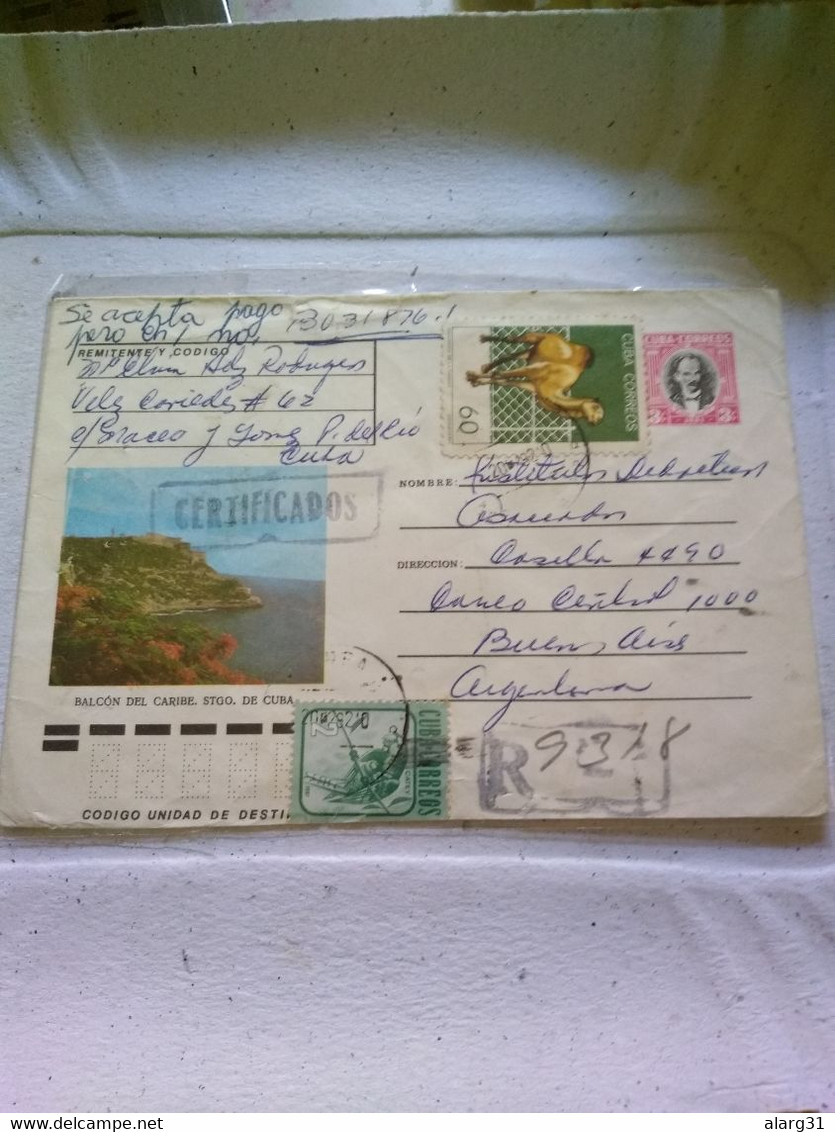 Cuba.argentina.pstat.balcon Del Caribe.from Pinar Del Río.reg.various Marks.dromedario Ca.reg Post E7 Conmems.1 /2 Cover - Briefe U. Dokumente