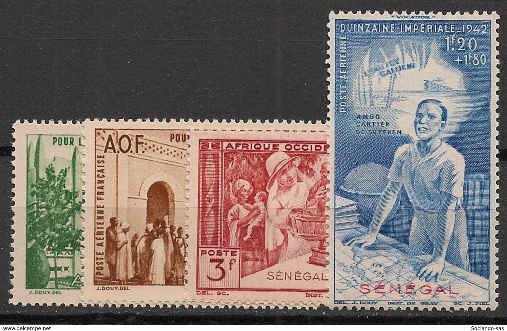 SENEGAL - 1942 - Poste Aérienne PA N°Yv. 18 à 21 - Série Complète PEIQI - Neuf Luxe ** / MNH / Postfrisch - Poste Aérienne